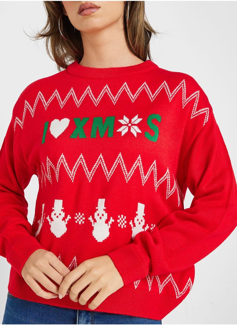 VERO MODA - Round Neck Printed Sweater - Image 1