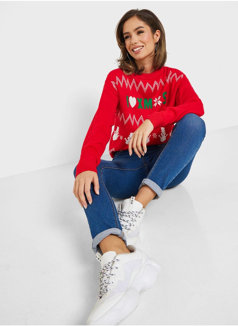 VERO MODA - Round Neck Printed Sweater - Image 1