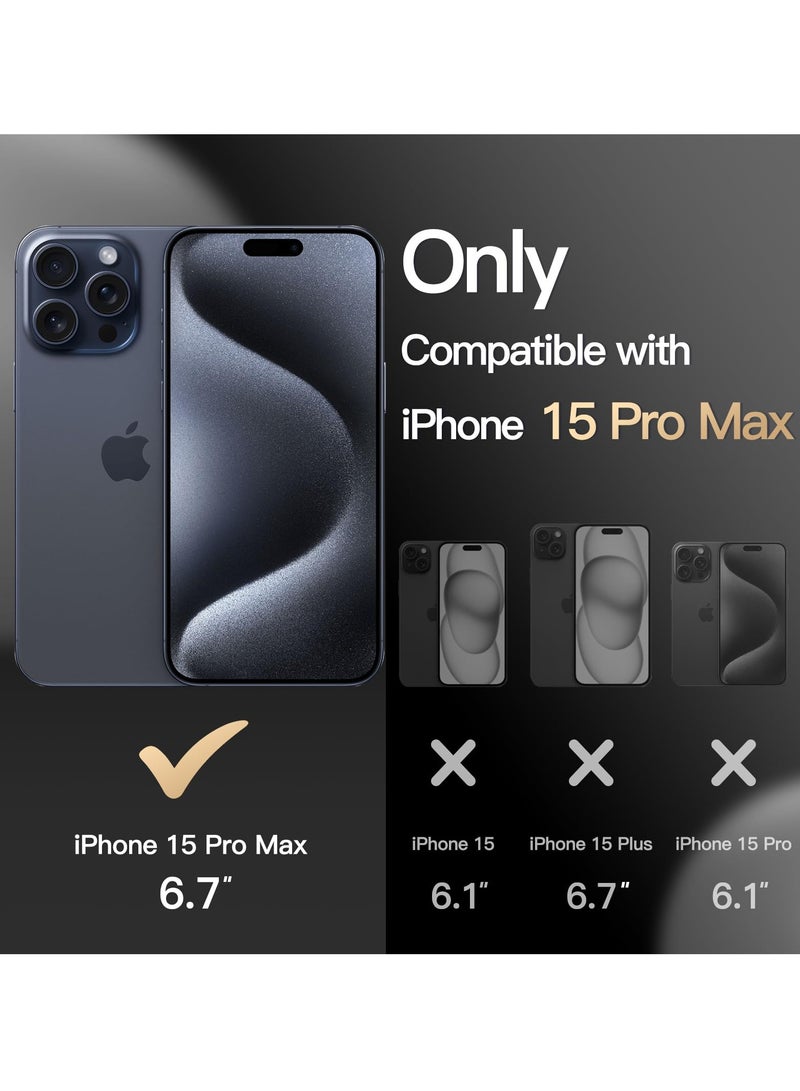 جي تيك حافظة لهاتف آيفون 15 برو ماكس مقاس 6.7 بوصة متوافقة مع هاتف Magsafe شديد التحمل بطبقة مزدوجة حماية قوية مضادة للصدمات وغطاء مغناطيسي قوي للهاتف باللون الأزرق الداكن - Image 2