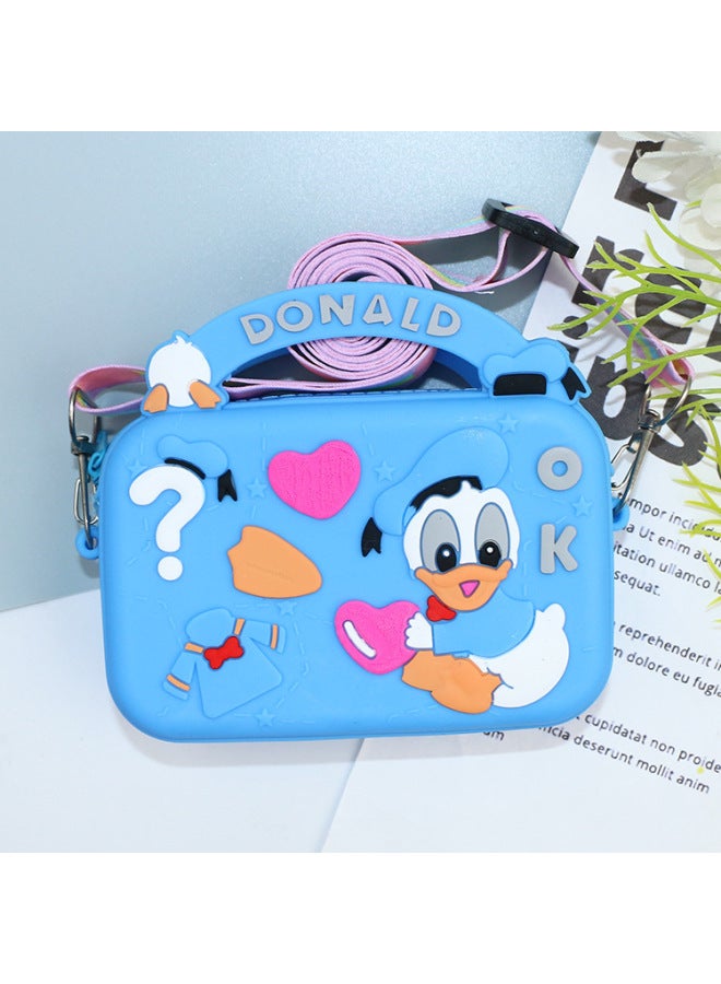 Cartoon Press-down Mini Crossbody Bag For Children Cute Candy-colored Hand-held Tote Key Bag Kawaii Mouse-killing Coin Purse-Color:Duck - Image 1