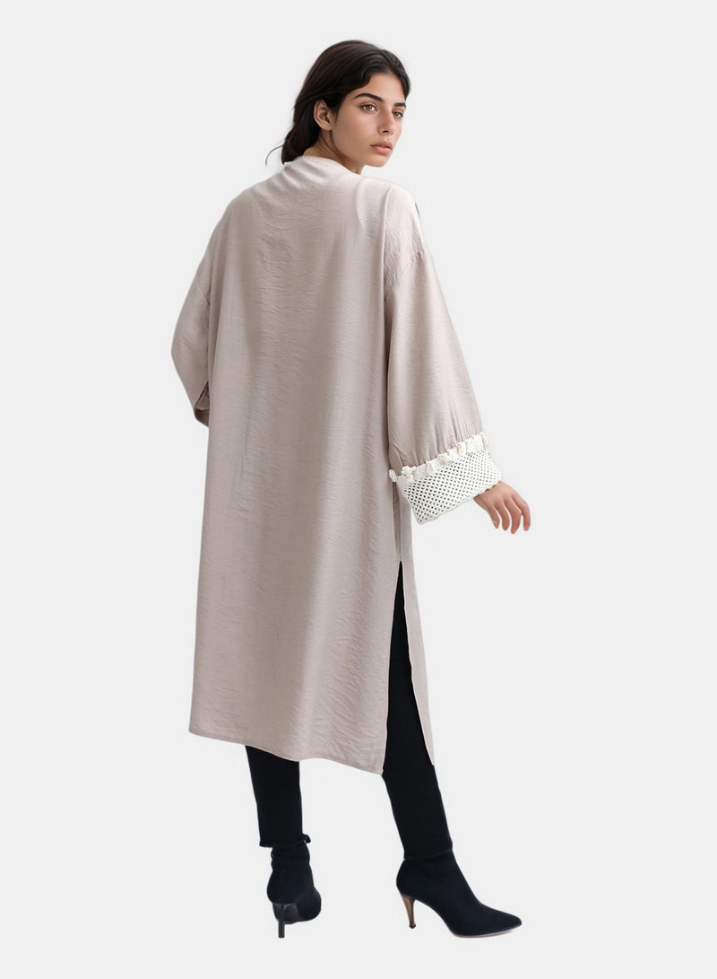 RAVIN Women Long Sleeves Coffee Crochet Summer Cardigan - Image 3