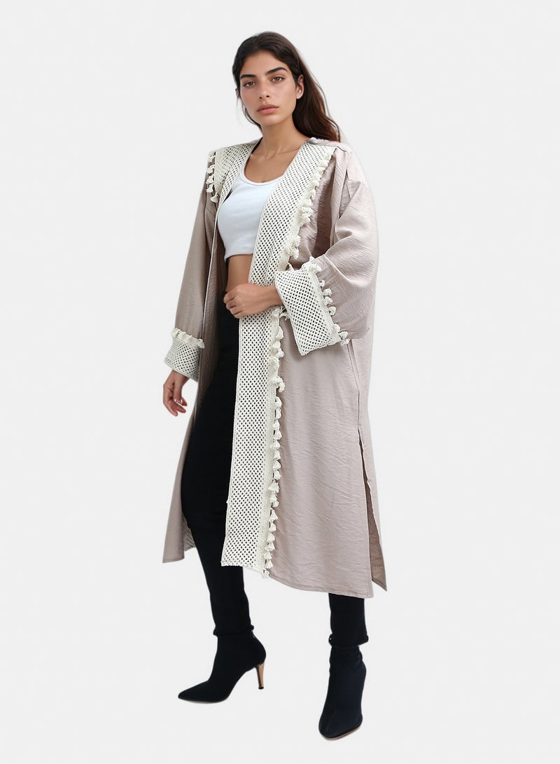 RAVIN Women Long Sleeves Coffee Crochet Summer Cardigan - Image 5