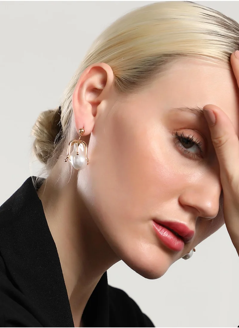 SOHI Contemporary Pearls Drop Earrings