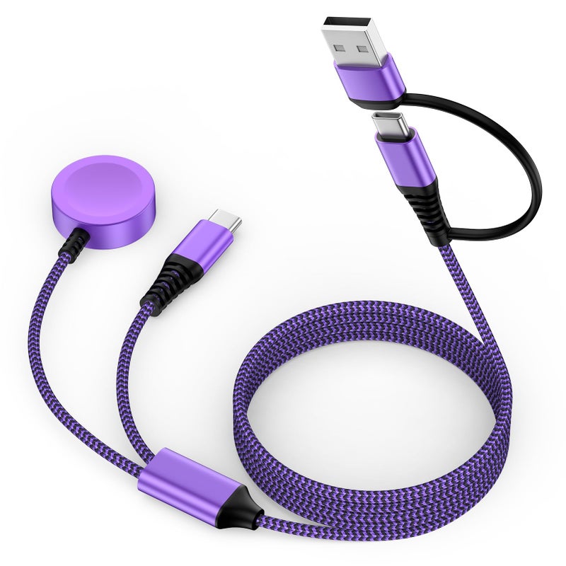Pukiou Travel Essentials 2 in 2 USB A/USB C Cable for Samsung Watch Charger, Multi Charging Cable Cord Compatible Galaxy Watch 8/8 Classic/7/Ultra/6/5 Pro/5,for Galaxy A17/A36/A56/Z Fold /S25 Android-6FT - Image 1