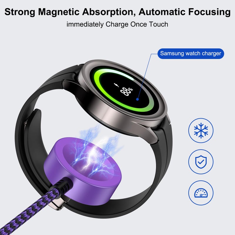 Pukiou Travel Essentials 2 in 2 USB A/USB C Cable for Samsung Watch Charger, Multi Charging Cable Cord Compatible Galaxy Watch 8/8 Classic/7/Ultra/6/5 Pro/5,for Galaxy A17/A36/A56/Z Fold /S25 Android-6FT - Image 5