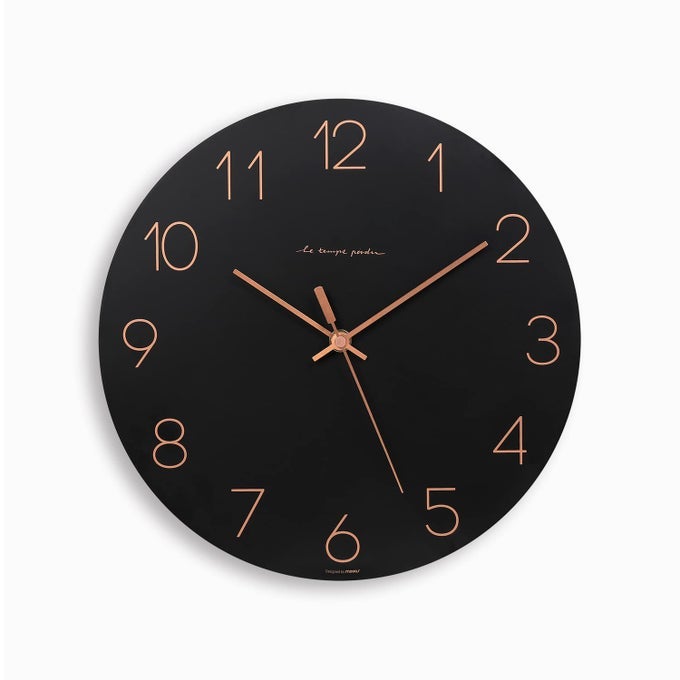 FLATWOOD BLACK WALL CLOCK12 NONTICKING SWEEP MOVEMENT DECORATIVE MODERN BATTERY OPERATED DECORATIVE WALL CLOCK FOR HOME LIVING ROOM KITCHEN BEDROOM OFFICE SCHOOL CAFE HOTEL BLACK