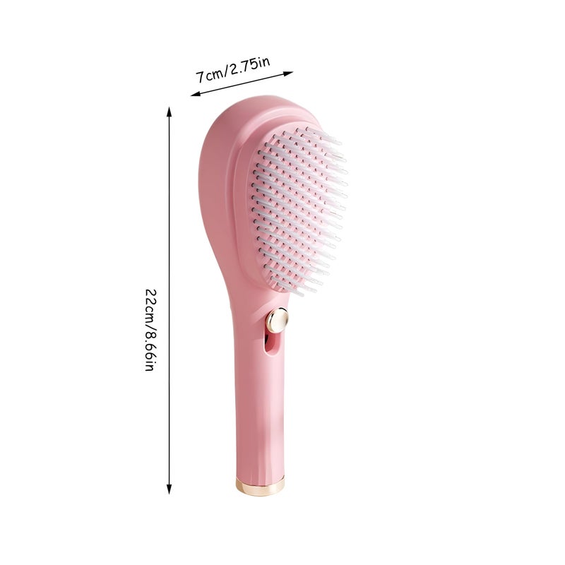 Styler - Professional women’s hair styler brush with retractable bristles, scalp massage function, anti-static build, and convenient self-cleaning ability for everyday healthy grooming (pink) - Image 2