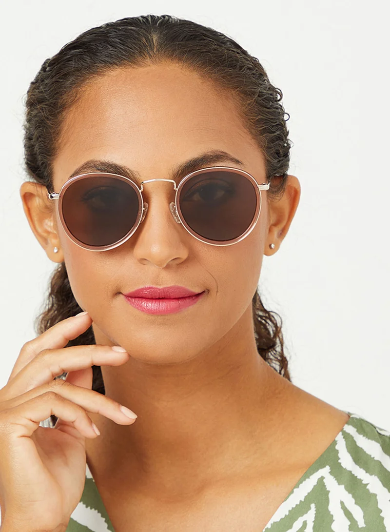 30 سندايز نظارات شمسية نسائية مود سكوواد دائرية بحماية UV400 (بيج، بني)