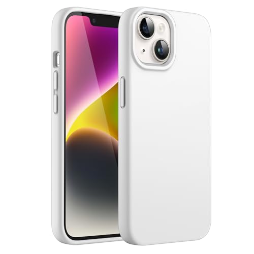 JETech Silicone Case for iPhone 14 6.1-Inch, Silky-Soft Touch Full-Body Protective Phone Case, Shockproof Cover with Microfiber Lining (White) - Image 1