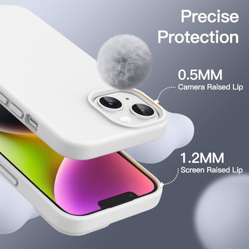 JETech Silicone Case for iPhone 14 6.1-Inch, Silky-Soft Touch Full-Body Protective Phone Case, Shockproof Cover with Microfiber Lining (White) - Image 5