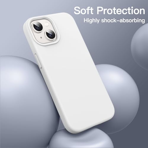 JETech Silicone Case for iPhone 14 6.1-Inch, Silky-Soft Touch Full-Body Protective Phone Case, Shockproof Cover with Microfiber Lining (White) - Image 4