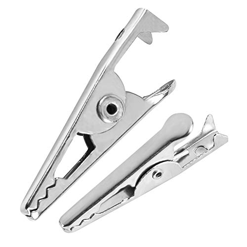 MosBug 100PCS 1.06IN / 27mm Mini Metal Alligator Clips, Crocodile Clamps Silver Tone Nickel Plated Test Line Spring Clamps, Crocodile Clips for Laboratory Electric Testing Work and Cable Lead Clip - Image 3