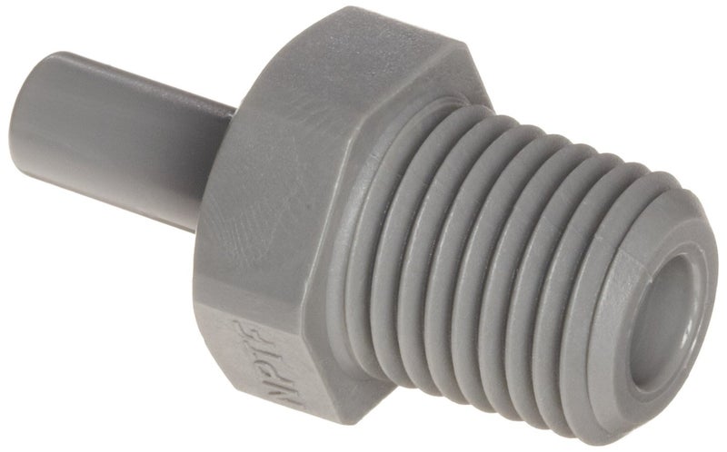 John Guest Acetal Copolymer Tube Fitting, Stem Adaptor, 1/4" Stem OD x 3/8" NPTF Male (Pack of 10) - Image 1