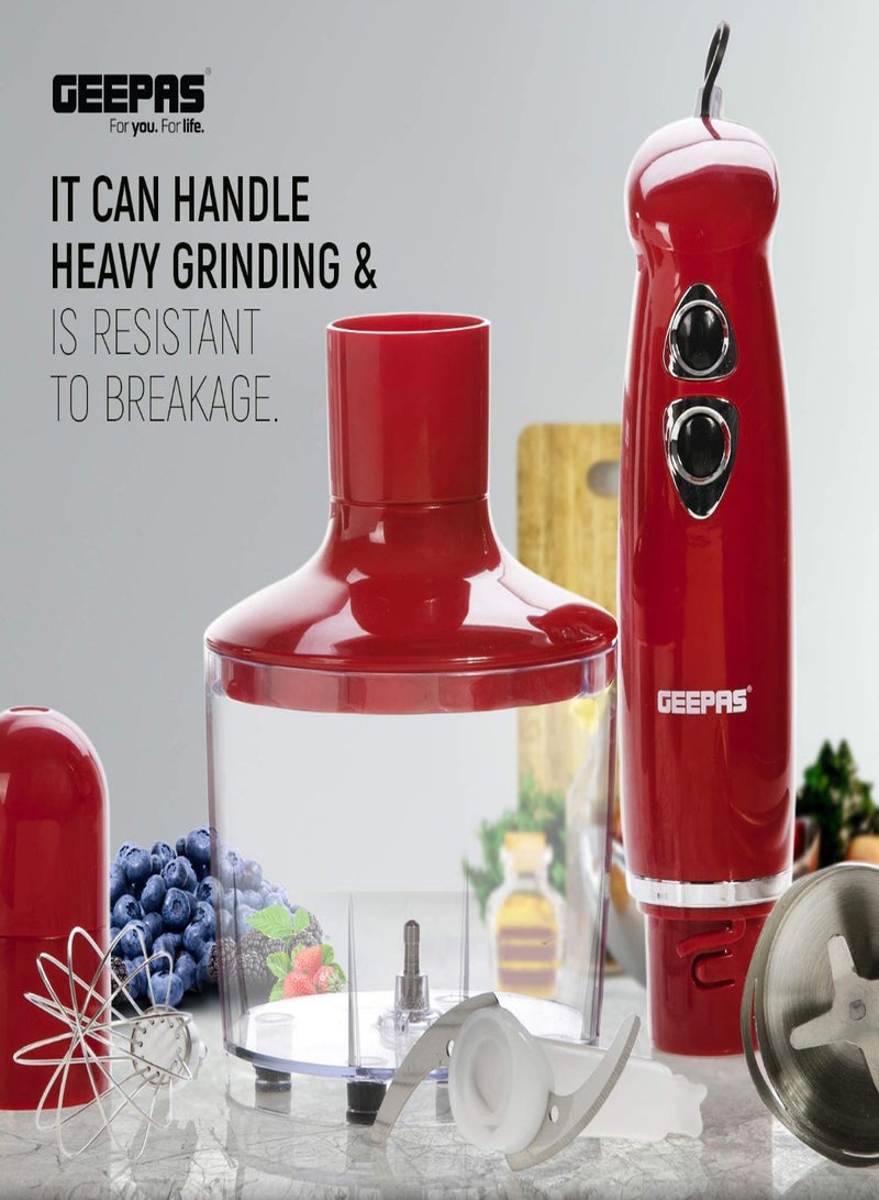GEEPAS 3-In-1 Hand Blender 400W GHB43018UK Red/Clear - Image 3