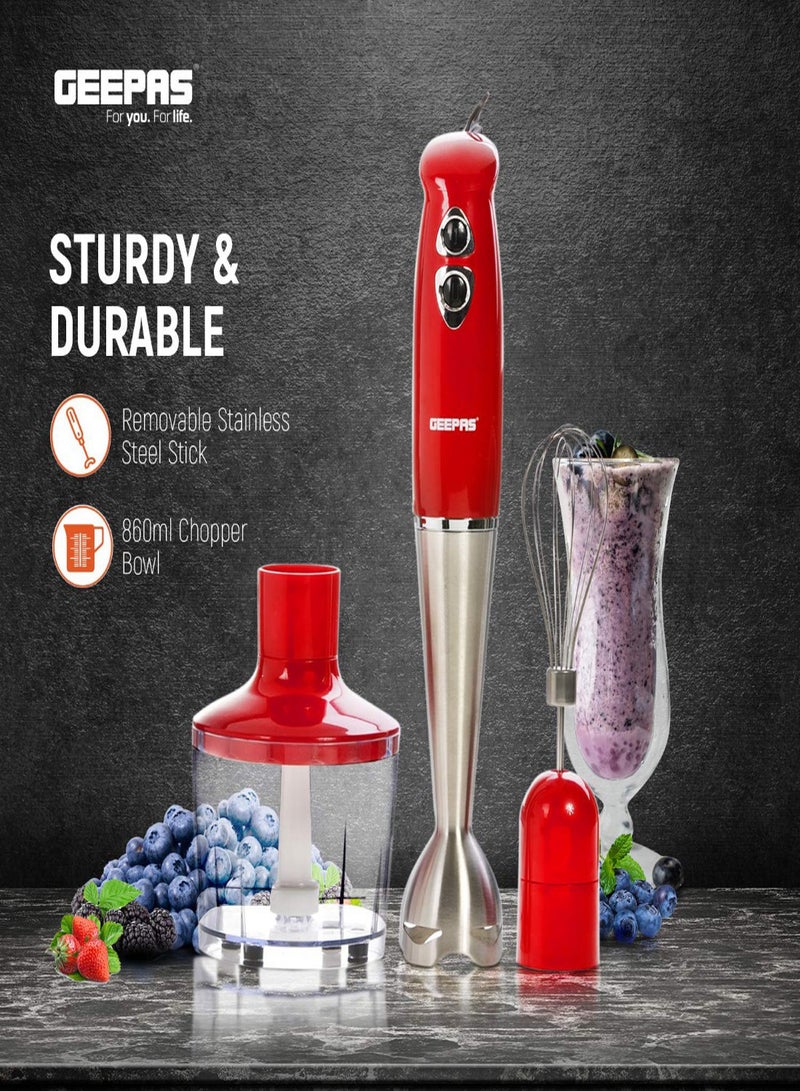 GEEPAS 3-In-1 Hand Blender 400W GHB43018UK Red/Clear - Image 2