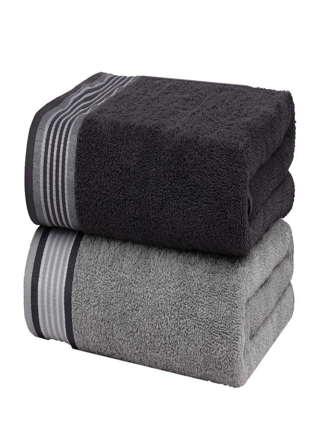 CASA COPENHAGEN, Designed in Denmark, 550 GSM, 35x70 Inches Extra Large Jumbo Size Bath Sheets, Set of 2 Towels, Super Soft Egyptian Cotton Towels for Bathroom & Shower - Granite Grey + Mirage Grey - Image 3