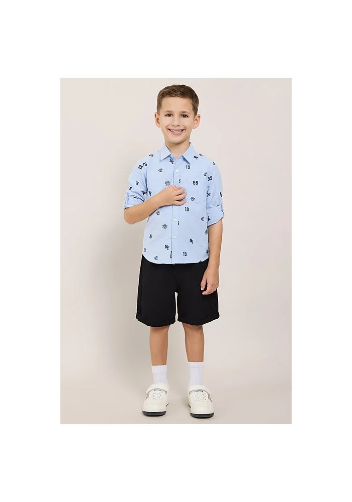 أر أند بي Solid Shorts with Drawstring Waist