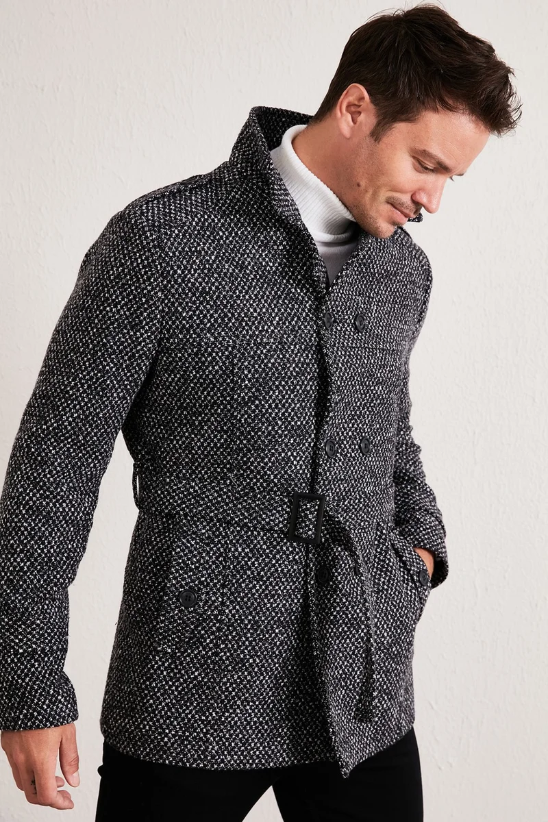 Buratti Slim Fit Pocketed Cotton Cashmere Coat Men's Coat 5841015