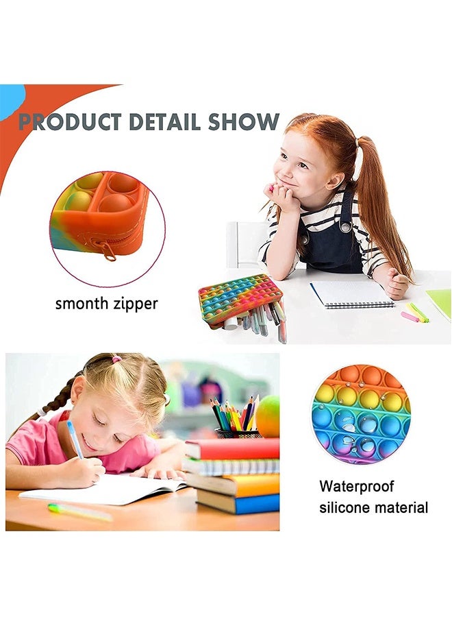 حافظة أقلام بوب، حافظة أقلام فIDGET بسيطة من السيليكون بحبة الفقاعات الحسية، حقيبة تخزين أدوات مكتبية للطفل، لعبة للتخفيف من الضغط، هدايا موسم المدرسة، منظم أدوات مكتبية للمكتب، هدايا عيد الميلاد - Image 4