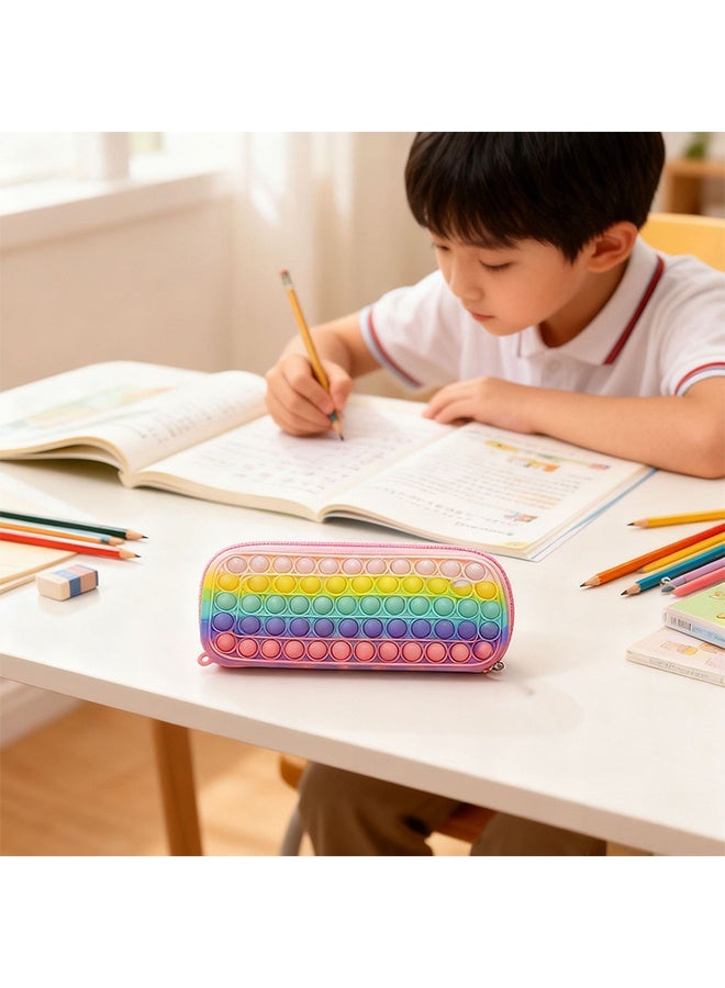 حافظة أقلام بوب، حافظة أقلام فIDGET بسيطة من السيليكون بحبة الفقاعات الحسية، حقيبة تخزين أدوات مكتبية للطفل، لعبة للتخفيف من الضغط، هدايا موسم المدرسة، منظم أدوات مكتبية للمكتب، هدايا عيد الميلاد - Image 5