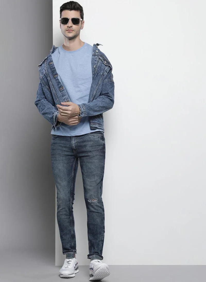 The Indian Garage Co  Men Slim Fit Solid Mid-Rise Stretchable Jeans for Men | Best Price UAE