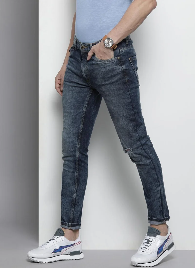 The Indian Garage Co  Men Slim Fit Solid Mid-Rise Stretchable Jeans for Men | Best Price UAE