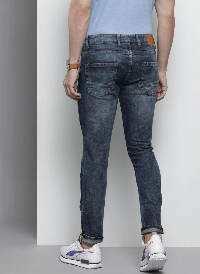 The Indian Garage Co  Men Slim Fit Solid Mid-Rise Stretchable Jeans for Men | Best Price UAE