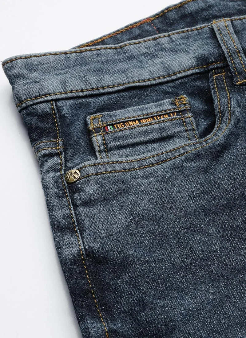 The Indian Garage Co  Men Slim Fit Solid Mid-Rise Stretchable Jeans for Men | Best Price UAE