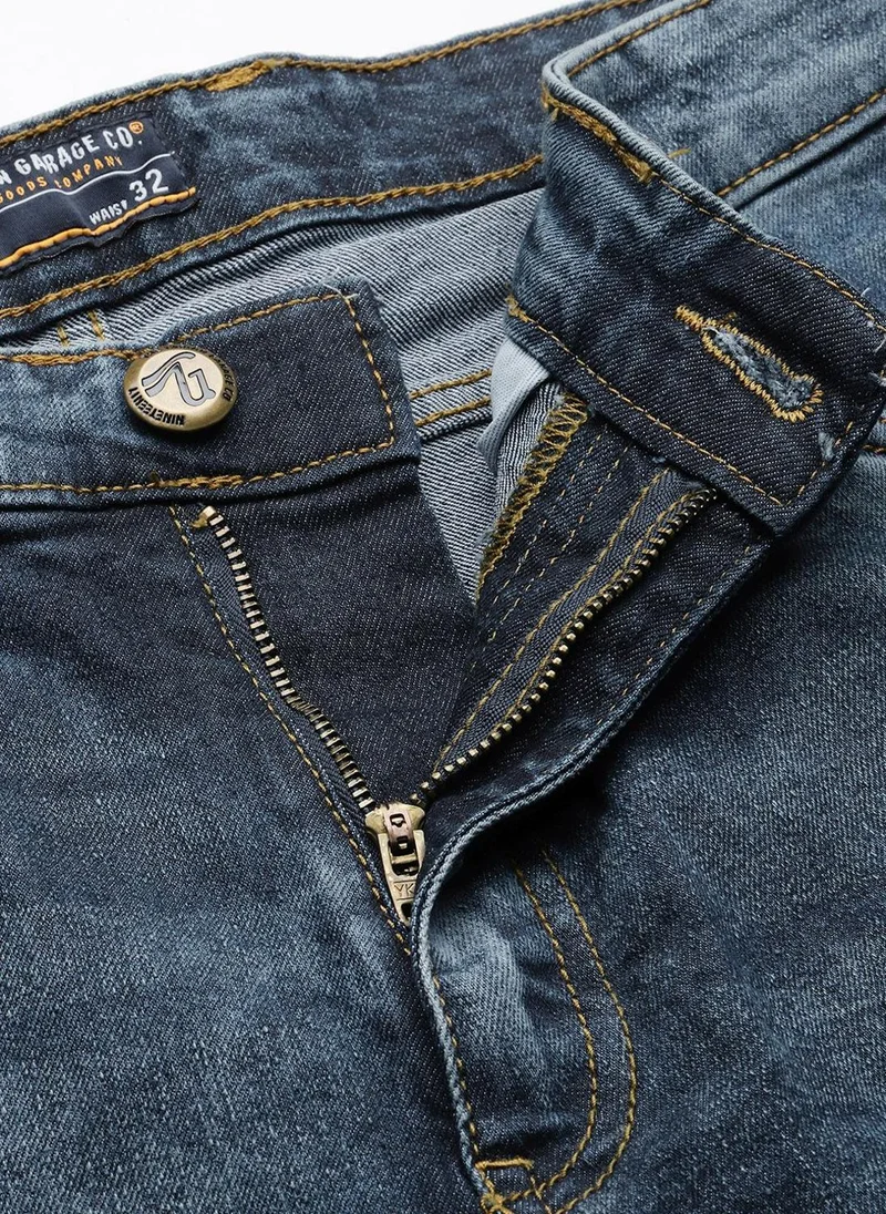 The Indian Garage Co  Men Slim Fit Solid Mid-Rise Stretchable Jeans for Men | Best Price UAE