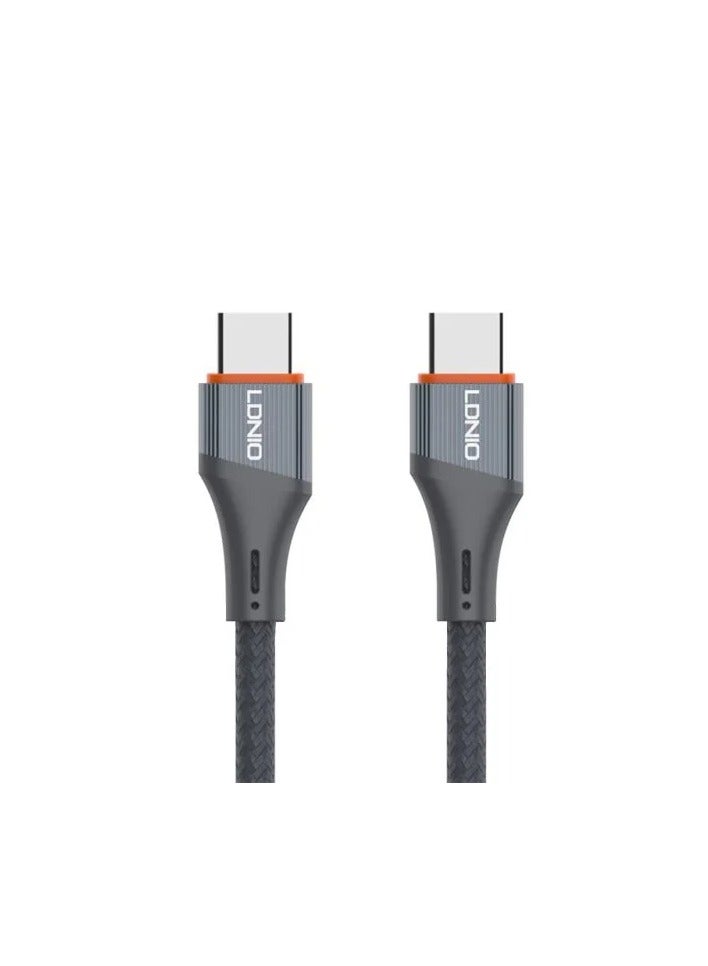 LDNIO Cable LDNIO 2 Meter USB-C TO USB-C 65W Fast Charging Data Cable Compatible with PD3.0/QC3.0 AND Other Fast Charging Protocols-Grey - Image 2