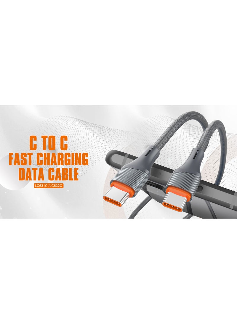 LDNIO Cable LDNIO 2 Meter USB-C TO USB-C 65W Fast Charging Data Cable Compatible with PD3.0/QC3.0 AND Other Fast Charging Protocols-Grey - Image 3