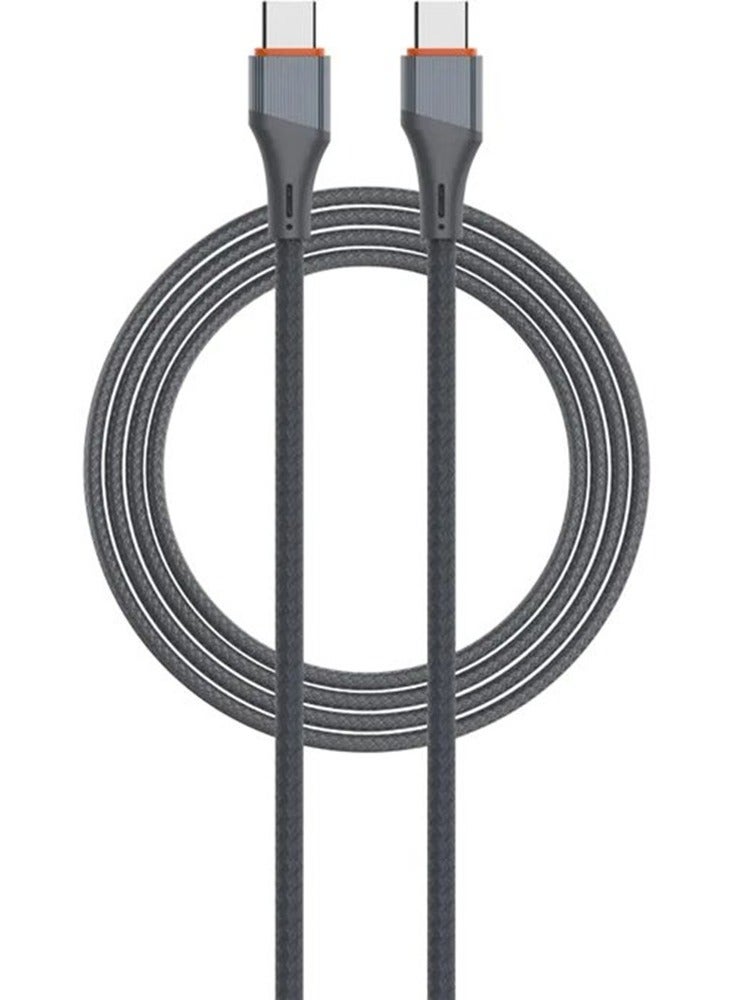 LDNIO Cable LDNIO 2 Meter USB-C TO USB-C 65W Fast Charging Data Cable Compatible with PD3.0/QC3.0 AND Other Fast Charging Protocols-Grey - Image 1