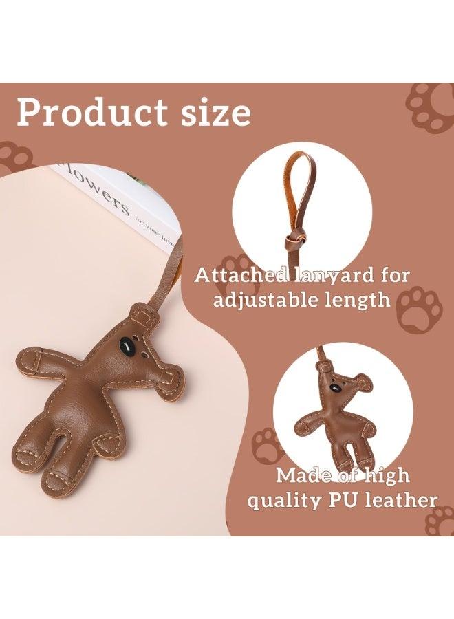 GNAFOTU Brown Bear Bag Charm, Kawaii Animal Charm Funny Leather Fashion Bag Key Charms for Women Purse Handbags Bag Car Accessories, Brown, Large - Image 3