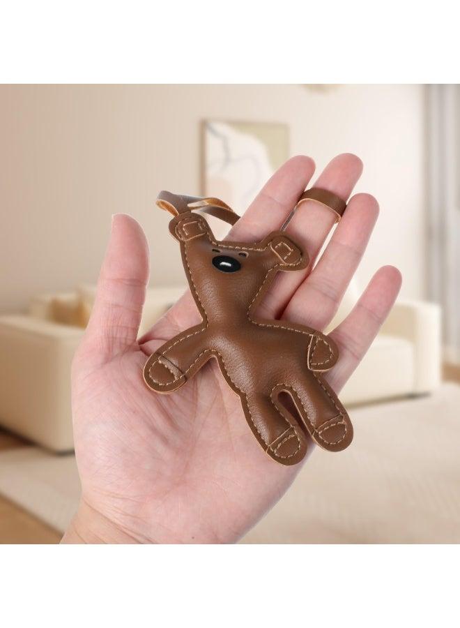 GNAFOTU Brown Bear Bag Charm, Kawaii Animal Charm Funny Leather Fashion Bag Key Charms for Women Purse Handbags Bag Car Accessories, Brown, Large - Image 5