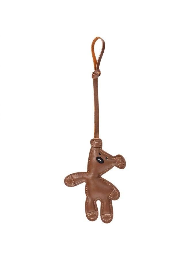GNAFOTU Brown Bear Bag Charm, Kawaii Animal Charm Funny Leather Fashion Bag Key Charms for Women Purse Handbags Bag Car Accessories, Brown, Large - Image 1