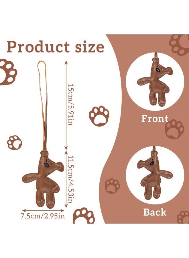 GNAFOTU Brown Bear Bag Charm, Kawaii Animal Charm Funny Leather Fashion Bag Key Charms for Women Purse Handbags Bag Car Accessories, Brown, Large - Image 2
