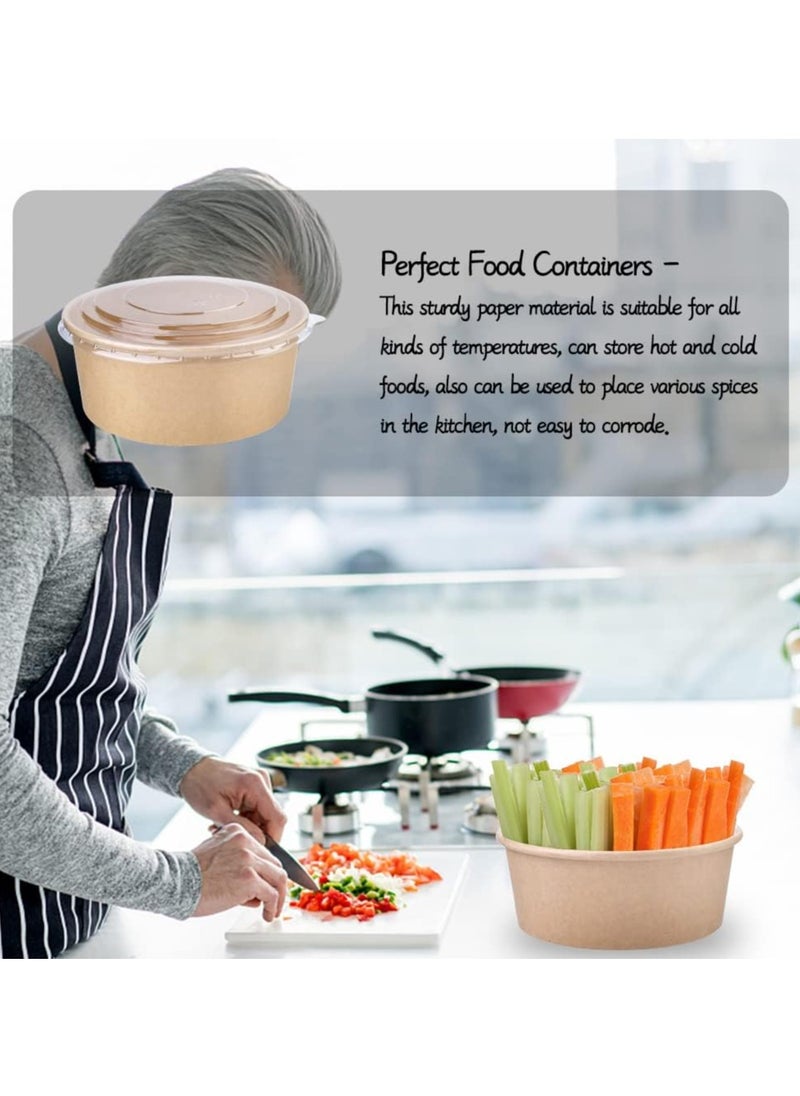 SYOSI - Disposable Paper Bowls, 25 Pack with Clear Lids, Paper Salad Bowls, Large Paper Soup Bowls, 25oz Paper Food Container with Lid Suitable for Diet Salad, Ice Cream, Yogurt and Other Foods - Image 1