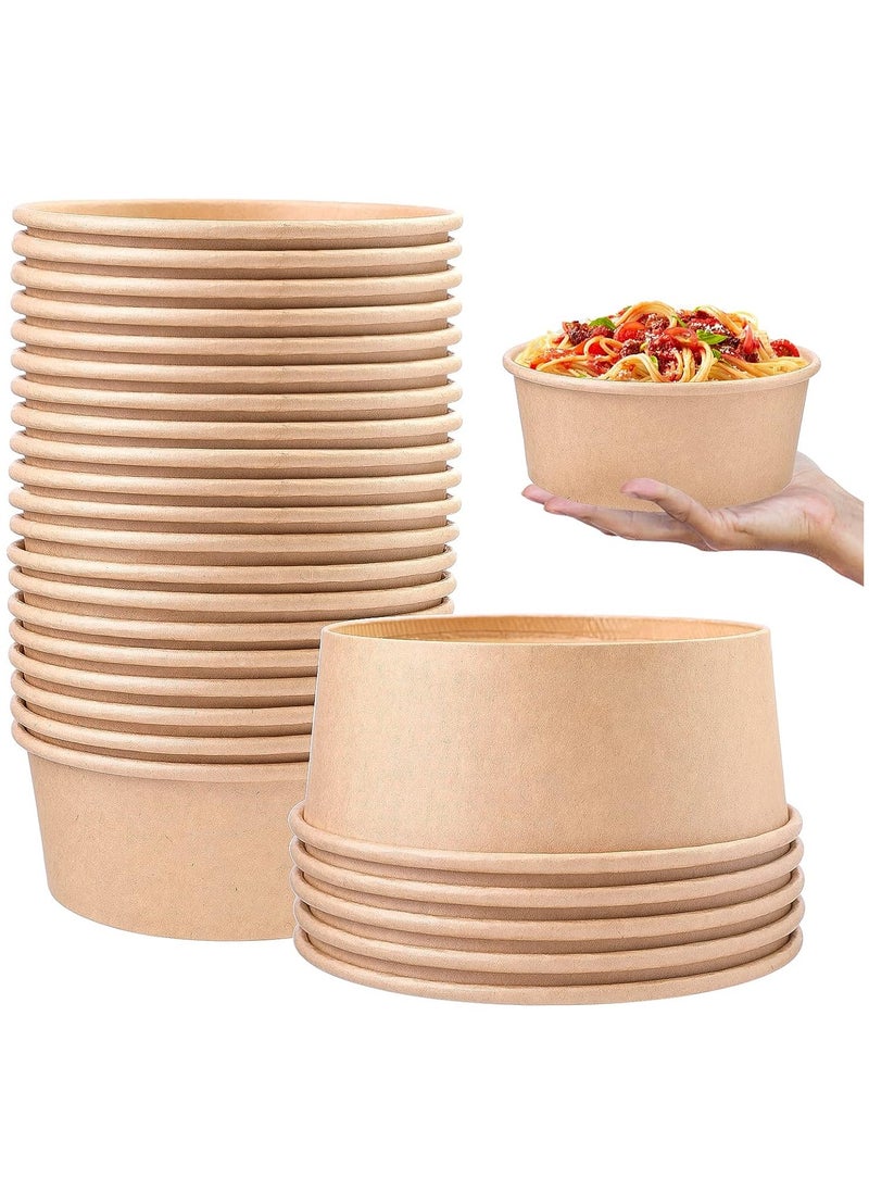SYOSI - Disposable Paper Bowls, 25 Pack with Clear Lids, Paper Salad Bowls, Large Paper Soup Bowls, 25oz Paper Food Container with Lid Suitable for Diet Salad, Ice Cream, Yogurt and Other Foods - Image 1