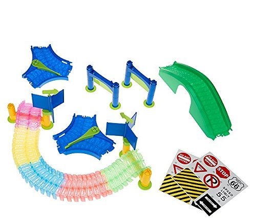 Mindscope Twister Trax Neon Glow in The Dark Track & Accessory Set w/Bridge & Tunnel - Image 1