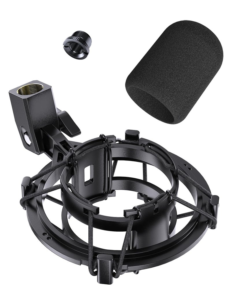 Borenbuir Custom Built Shock Mount with Pop Filter for AT2020 Microphones Reduces Vibration Noise and Shockmount Improve Recording Quality for Audio Technica AT2020 AT2020USB AT2035 AT4040 Condenser Mic - Image 2