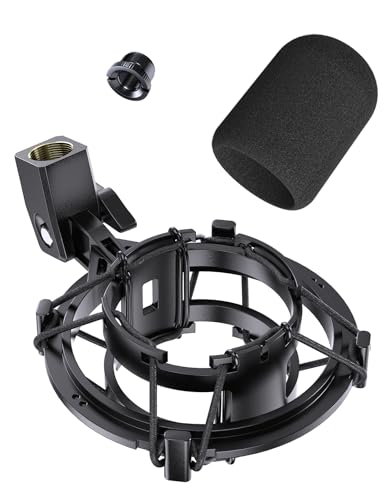 Borenbuir Custom Built Shock Mount with Pop Filter for AT2020 Microphones Reduces Vibration Noise and Shockmount Improve Recording Quality for Audio Technica AT2020 AT2020USB AT2035 AT4040 Condenser Mic - Image 1