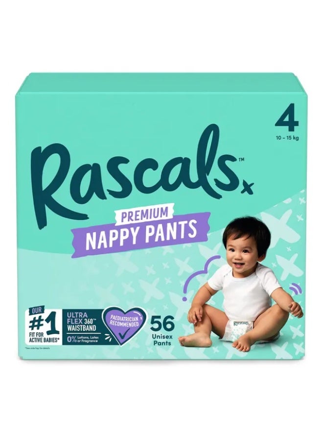 Rascals - Training Diaper Pants - Size 4 - 10-15 kg - 56 Pcs