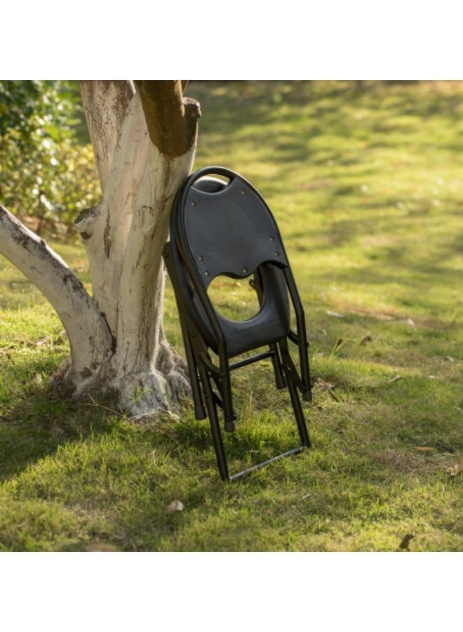 GGEROU Camping Chairs Folding Commode Toilet Chair in Carbon Steel, Camping Toilet Chair, Portable Toilet, No Bucket, PP Seat with Backrest, Black  - Image 3