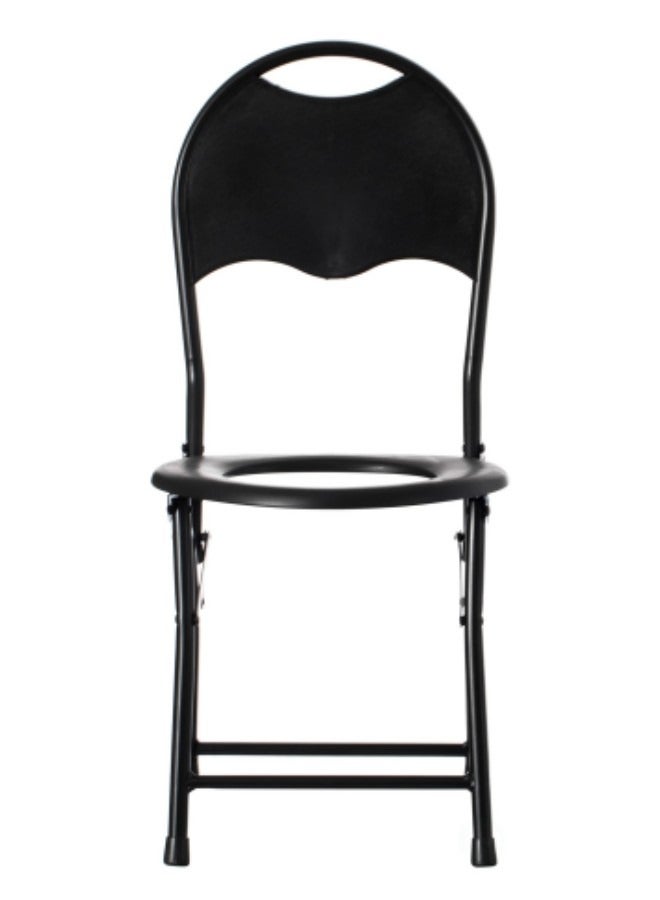 GGEROU Camping Chairs Folding Commode Toilet Chair in Carbon Steel, Camping Toilet Chair, Portable Toilet, No Bucket, PP Seat with Backrest, Black  - Image 5