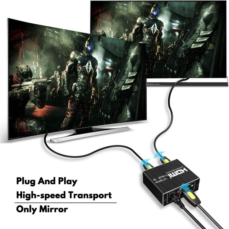 Wonlyus HDMI Splitter 1 in 2 Out, HDMI Splitter 1 to 2 Amplifier for Full HD HDMI 2.0 1080P/ 3D/ 4K for Xbox PS4 PS3 Fire Stick Roku Blu-Ray Player Apple TV HDTV - Image 2