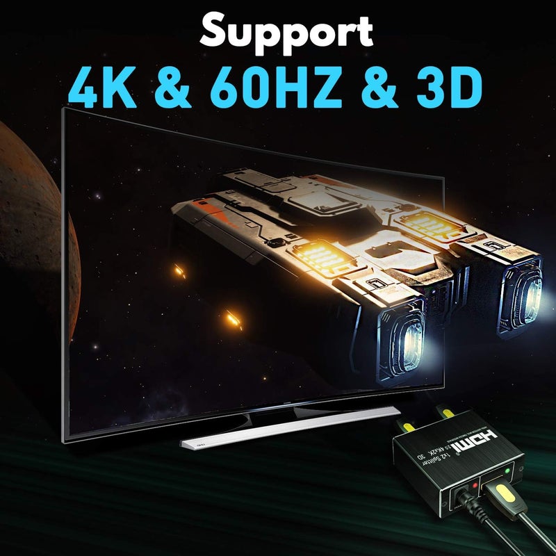 Wonlyus HDMI Splitter 1 in 2 Out, HDMI Splitter 1 to 2 Amplifier for Full HD HDMI 2.0 1080P/ 3D/ 4K for Xbox PS4 PS3 Fire Stick Roku Blu-Ray Player Apple TV HDTV - Image 3