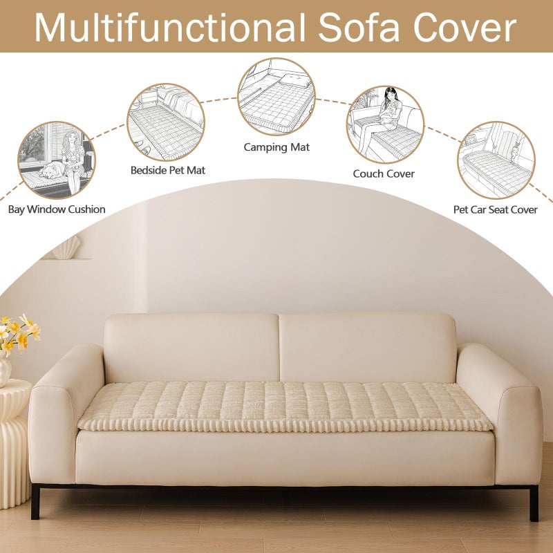 hyha Couch Covers for Dogs Washable, Non Slip Plush Dog Sofa Protectors, Fuzzy Pet Couch Covers for 3 Cushion Sofa Pet Friendly (Apricot, 27.6" x 59") - Image 3
