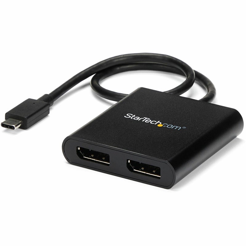 StarTech.com USB-C to Dual DisplayPort 1.2 Adapter, USB Type-C Multi-Monitor MST Hub, Dual 4K 30Hz/1080p 60Hz DP Laptop Display Extender / Splitter, Extra-Long Built-In Cable, Windows (MSTCDP122DP) - Image 1