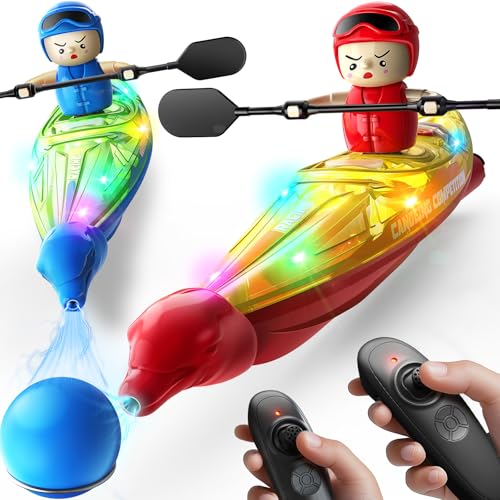 SYMA RC Boats 2 Pack for Kids 612 Remote Control Kayaks with Magnetic Dolphin Nose 3 Balls Up to 40 Min Playtime LED Light Up Water Toys for Pool Water Table Bathtub - Image 1