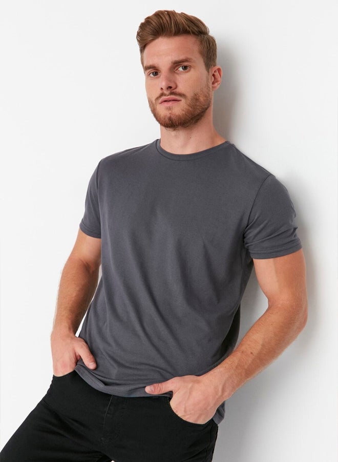 trendyol Anthracite Regular/Normal Cut Short Sleeve T-Shirt TMNSS22TS0271  - Image 4